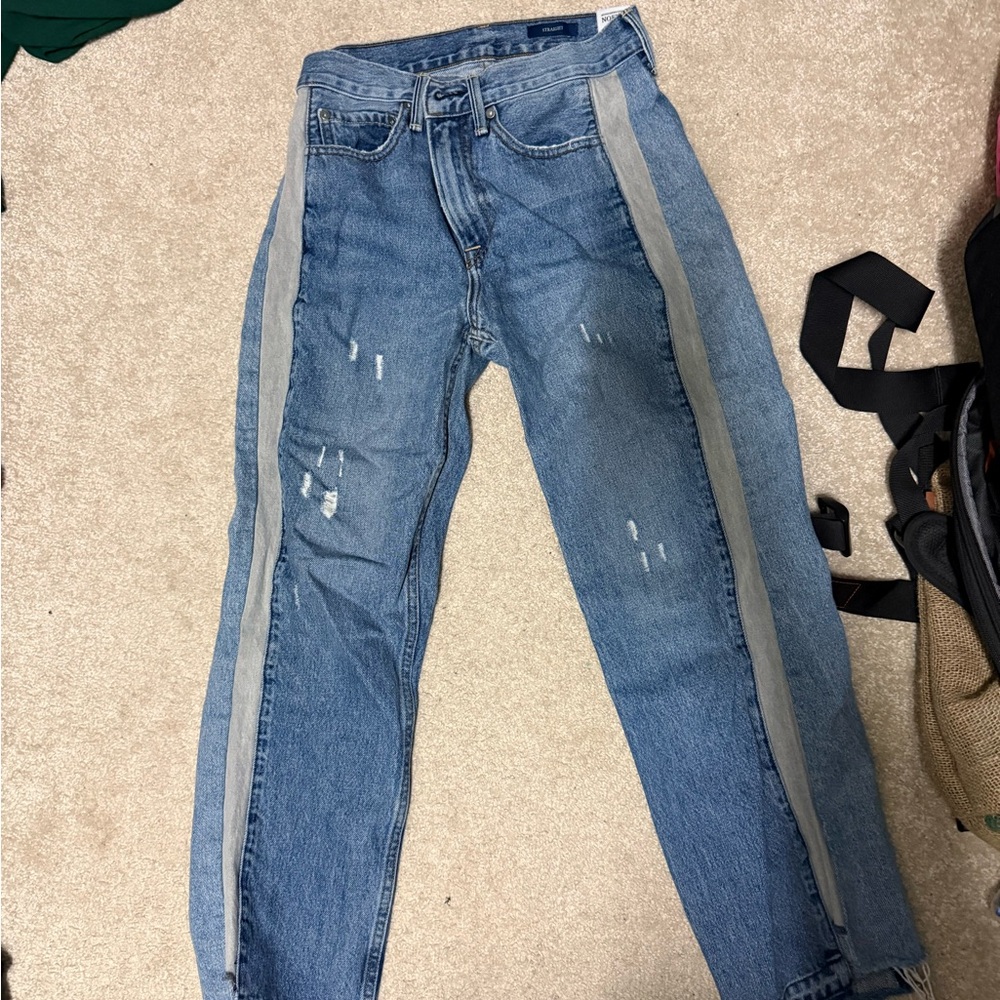 Women's Blue and Gray Slim Jeans